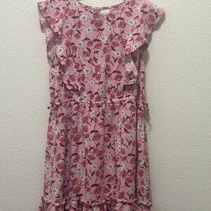 Thereabouts girl's pink dress with daisies, sleeveless, tiered ruffle, Med 10/12
